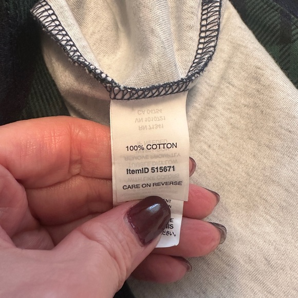 L.L. Bean Tartan Plaid Turtleneck Top Navy & Green | Size L Tall - Picture 6 of 7